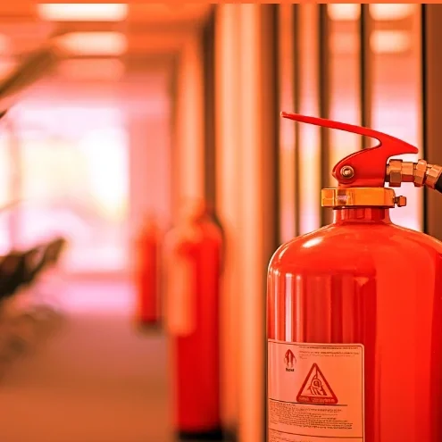 Fire extinguisher in a commercial building