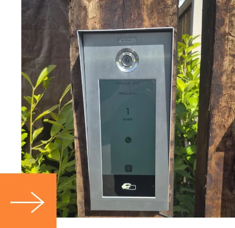 Video door entry panel on a gate post